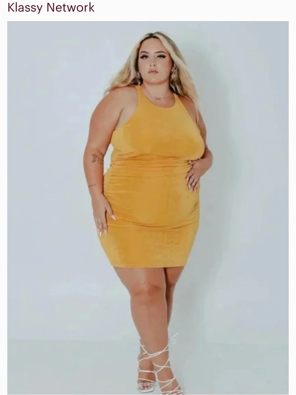 Klassy Network Mustard Yellow Backless Bodycon Dress